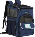 Dog Backpack Carrier, Airline Approved 4-Way Entry Cat Backpack Carrier, Ventilated Mesh, Collapsible Pet Carrier for Small Puppy, Kitten, Hiking, Travel Car, Vet, up to 18 Lbs, Navy Blue