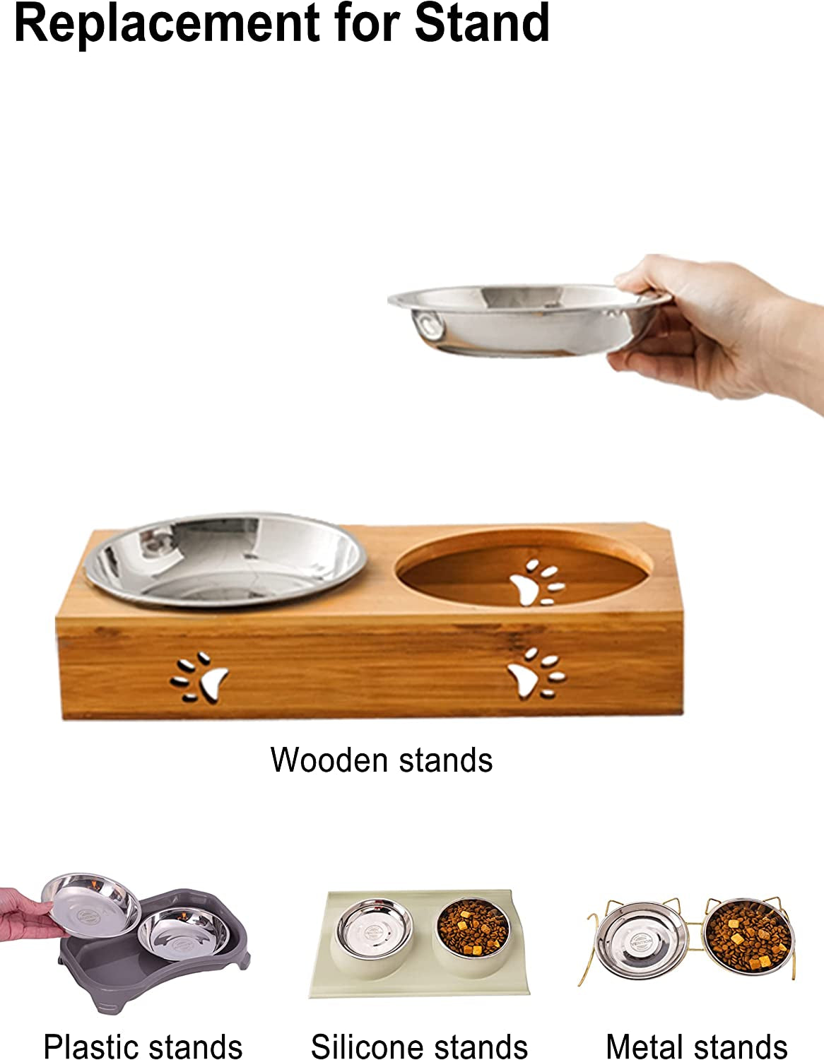 Stainless Steel Shallow Cat Food Bowl 8.1 Inch, Medium Whisker Fatigue Cat Food Dish 26.7 Fl.Oz, Replacement Basic Kitten Bowls Bulk for Elevated Stand, Dishwasher Safe (Set of 2)